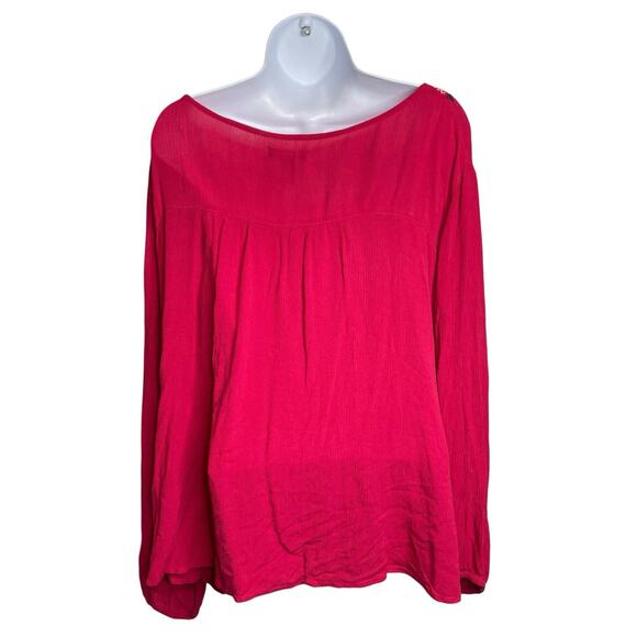 Gap Women's Pink Embroidered Peasant Blouse Size XXL Tassels Boho Festival Indie - Picture 2 of 11